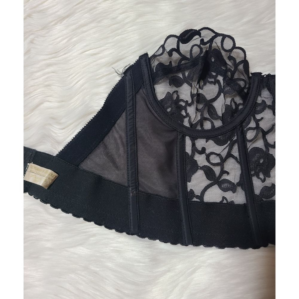 🔴SOLD🔴Vintage Victoria's Secret Gold Label Black Lace Bustier, 34C - Picture 13 of 14